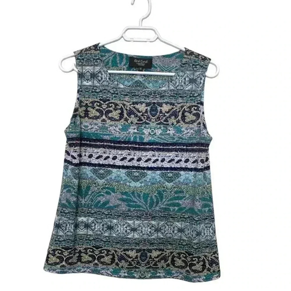 Red Coral Sleeveless Tunic, Stretch, Attractive Print, Lightweight, Airy - Picture 1 of 5